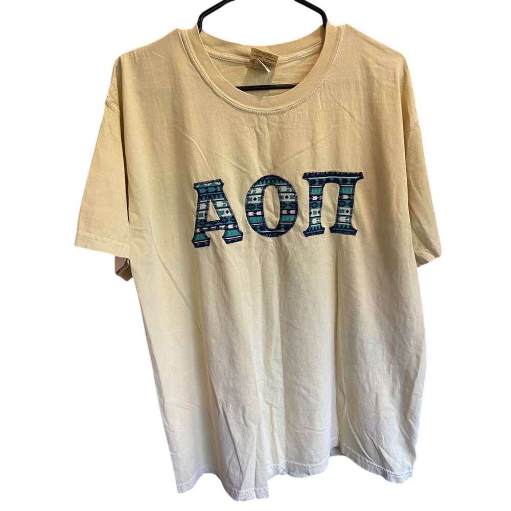 Comfort colors large Alpha Omega Pi Frat shirt